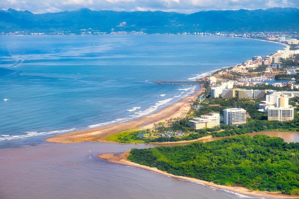 A Beaches Of Nuevo Nayarit In Mexico Seen From The Air With Copy